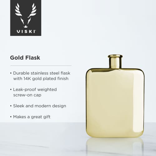 Viski Belmont Gold Plated Flask In Gold