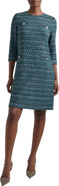 Misook Metallic Tweed Shift Sweater Dress