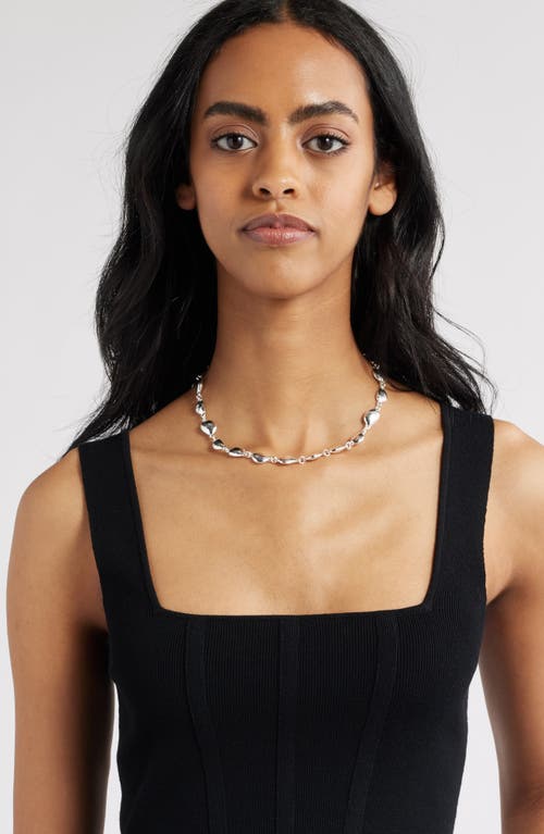 Open Edit Polished Orb Link Collar Necklace In Silver