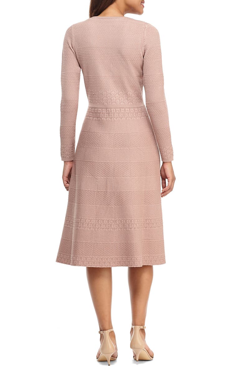 Gal Meets Glam Collection Heidi Mixed Stitch Long Sleeve Sweater Dress, Alternate, color,