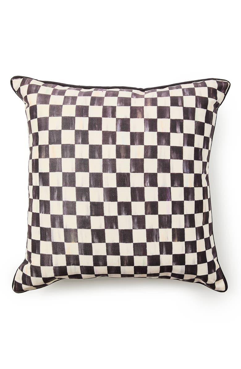 MACKENZIE CHILDS Courtly Check Printed Outdoor Throw Pillow, Main, color, Black