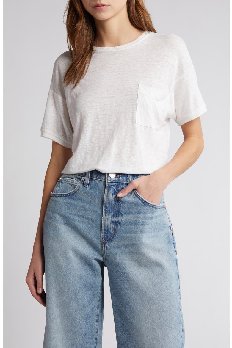 Pocket Organic Linen T-Shirt, Main, color, WHITE