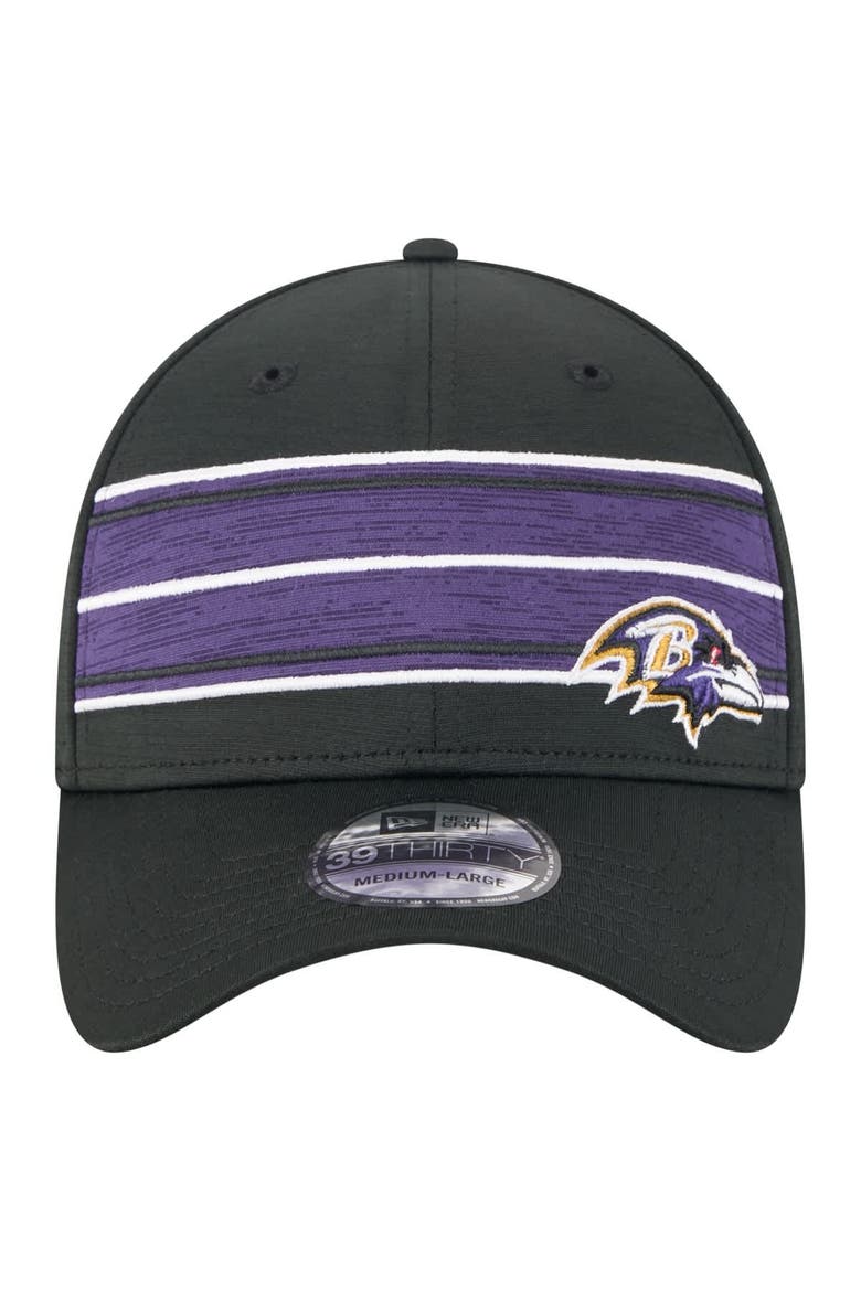 Men's New Era  Black Baltimore Ravens Stripes 39THIRTY Flex Hat, Alternate, color, Black