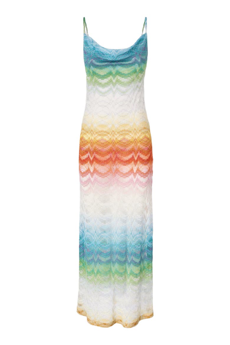 Long Cover-up Dress In Shaded Lamé Viscose, Alternate, color, Multicoloured