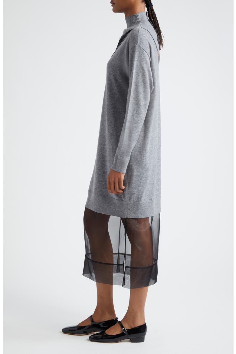 Lace Trim Wool Sweater Dress, Alternate, color, MEDIUM MELANGE GREY