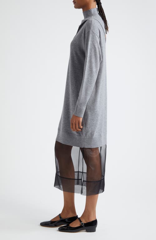 Shop 3.1 Phillip Lim Lace Trim Wool Sweater Dress In Medium Melange Grey