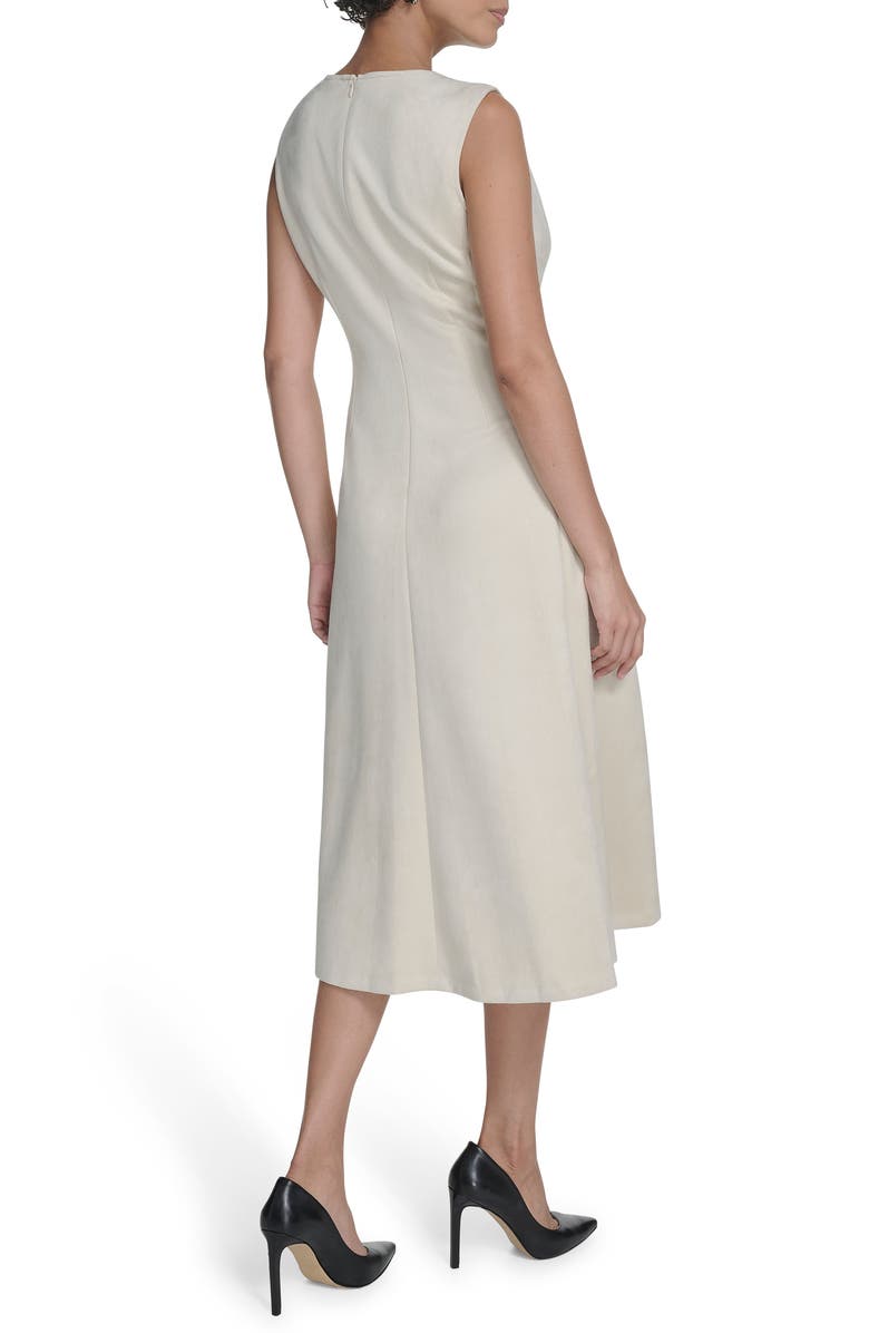 Calvin Klein Faux Suede Midi A-Line Dress, Alternate, color, Cream