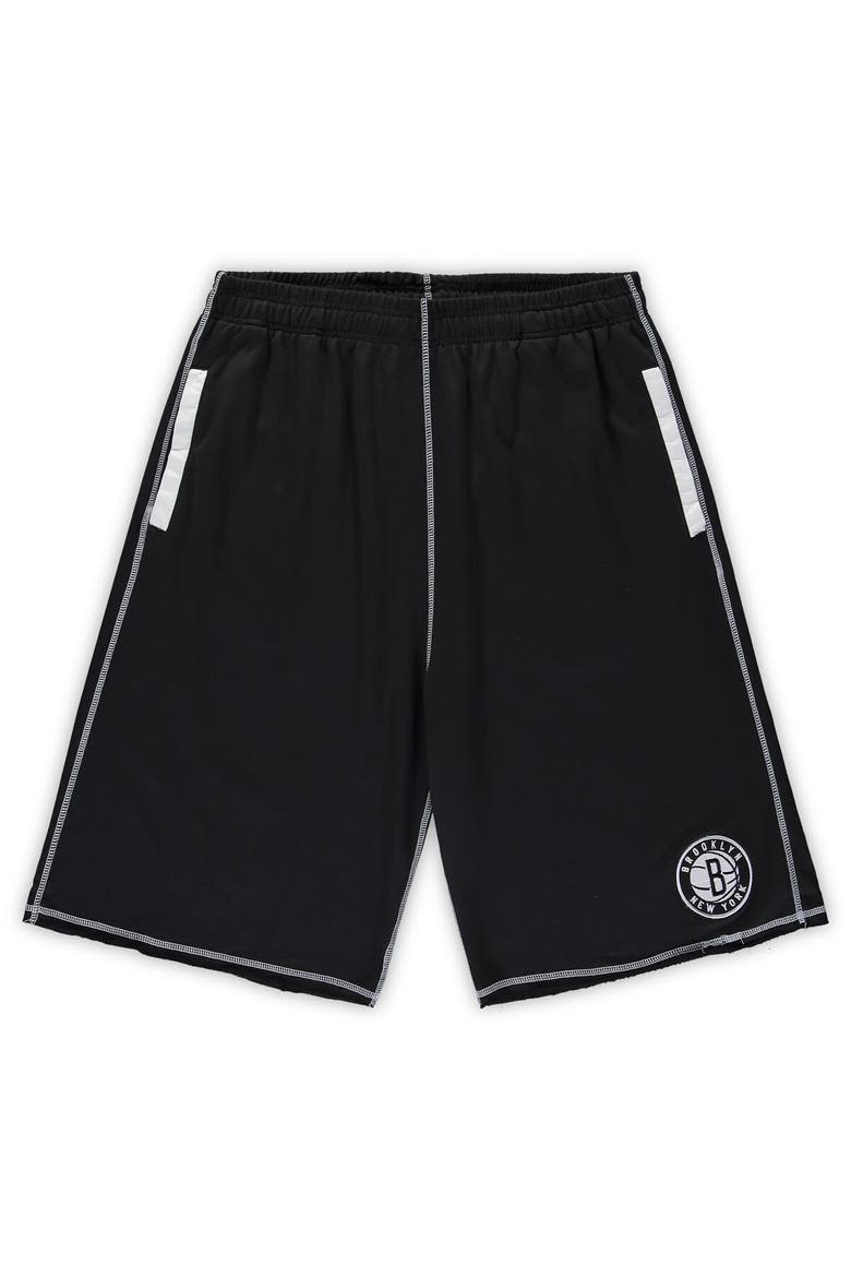 Men's Black/White Brooklyn Nets Big & Tall Contrast Stitch Knit Shorts, Alternate, color, Black