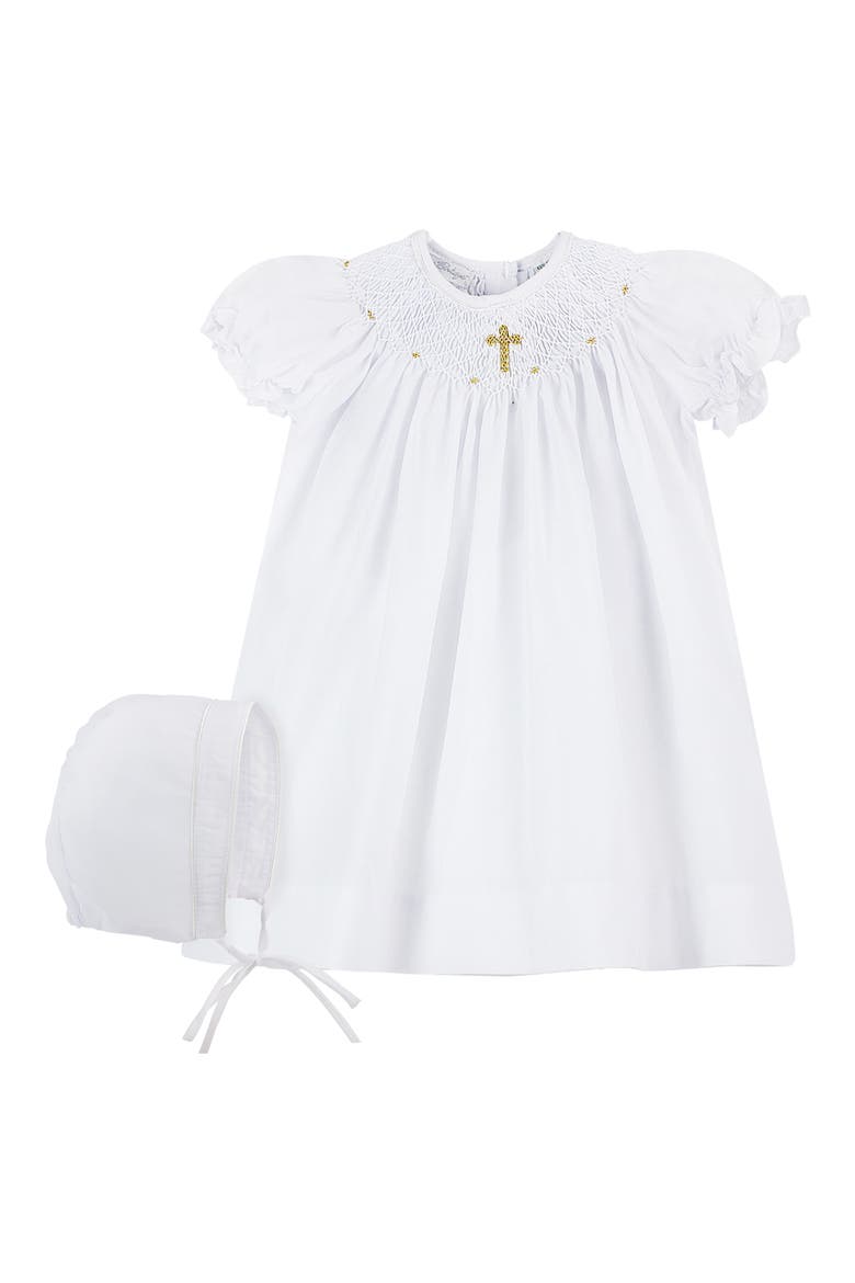 Christening Gown & Bonnet Set, Main, color, WHITE