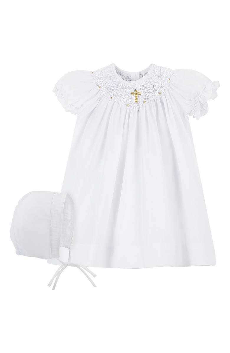 Carriage Boutique Christening Gown & Bonnet Set, Main, color,