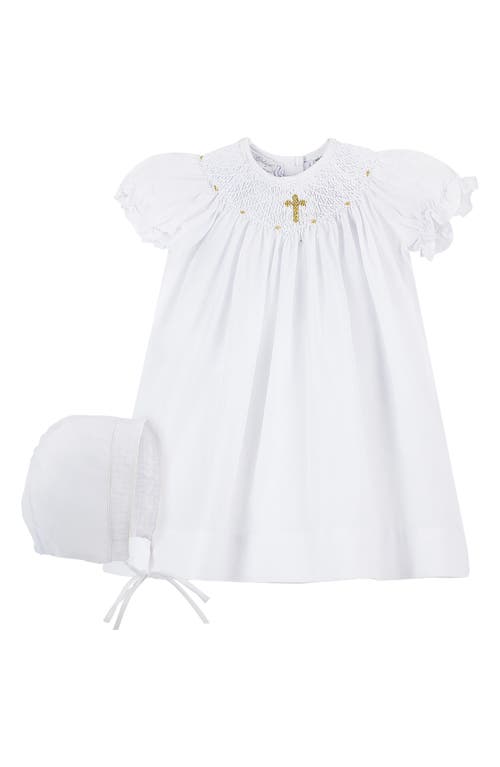 Carriage Boutique Christening Gown & Bonnet Set in White 