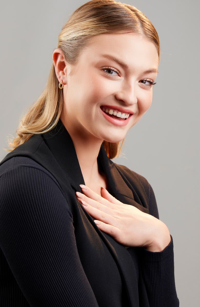 Bony Levy 14K Gold Oval Diamond Cut Hoop Earrings, Alternate, color,