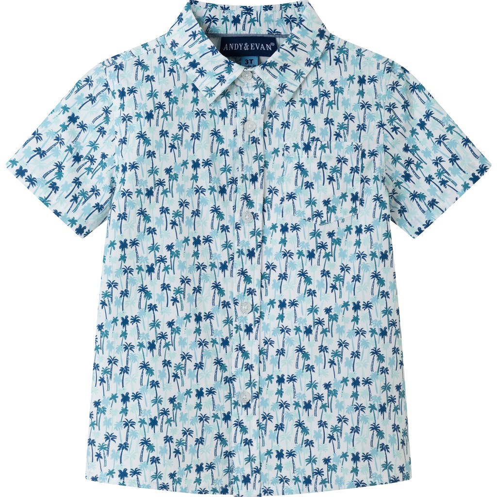 Andy & Evan Kids' Short Sleeve Cotton Button Down Shirt In White