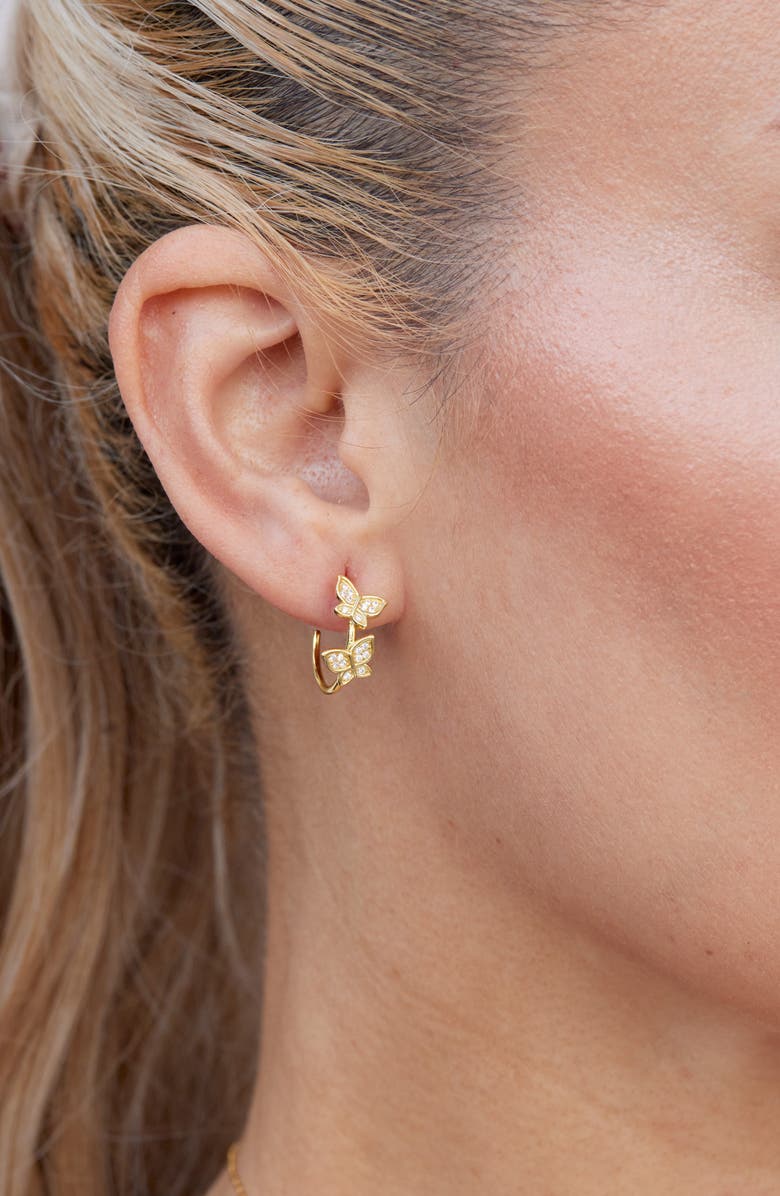 SAVVY CIE JEWELS Pavè Butterfly Hoop Earrings, Alternate, color, Yellow Gold