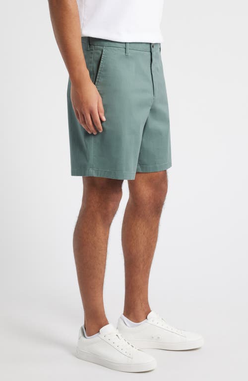Nordstrom Heron Flat Front Cotton Stretch Twill Chino Shorts In Green