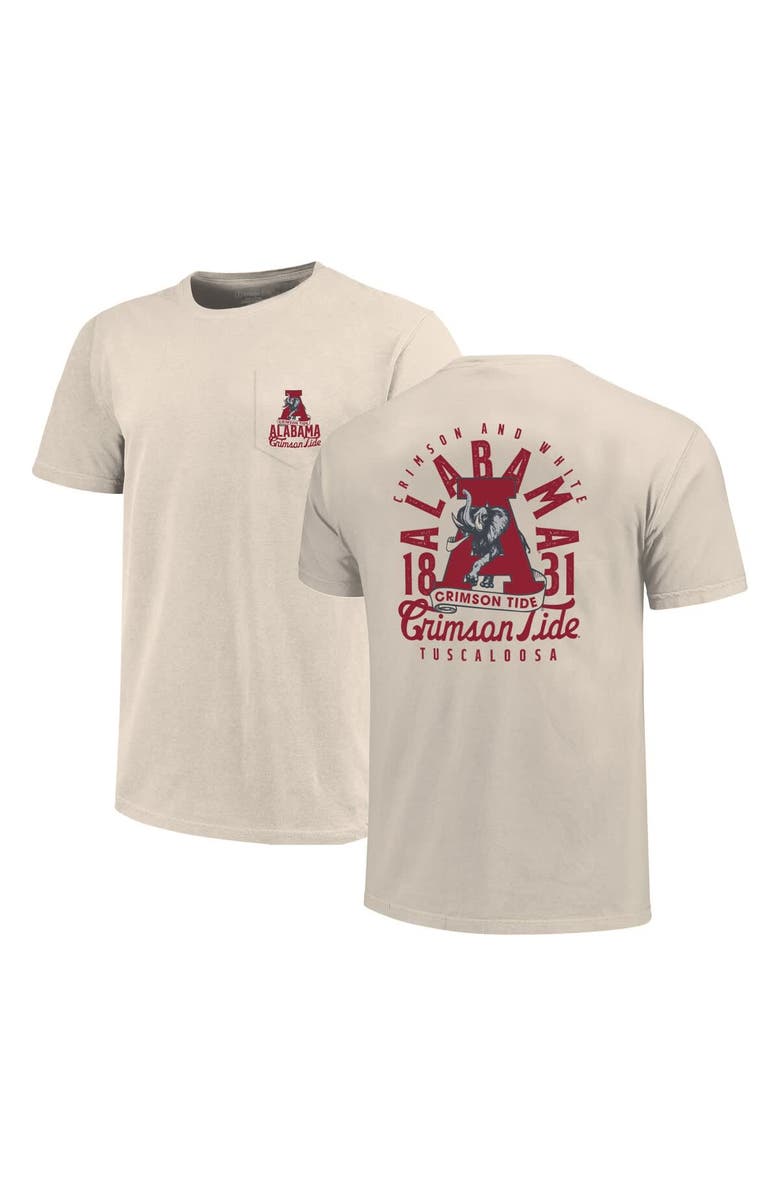 IMAGE ONE Men's Cream Alabama Crimson Tide Big & Tall Mascot Overlay Essential Pocket T-Shirt, Main, color, 
