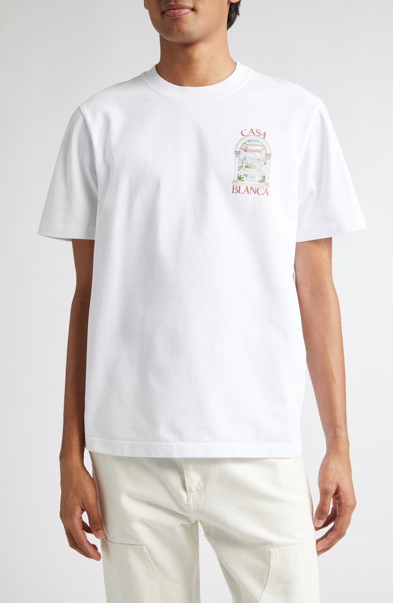 Casablanca Le Passage Organic Cotton Graphic T-Shirt, Main, color, 