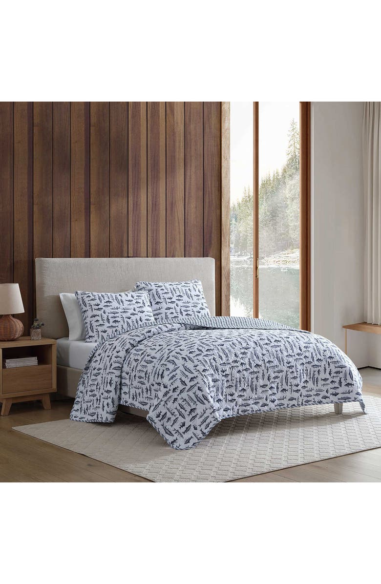 Eddie Bauer Wes Fish Cotton Twin Quilt & Sham Set, Alternate, color, Blue