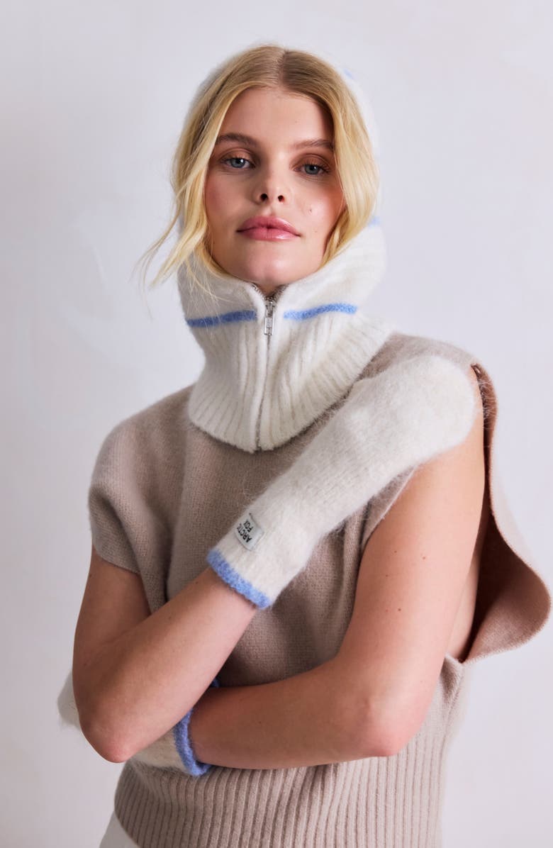 Arctic Fox & Co The Alpaca Blend Zip Balaclava, Alternate, color, Arctic White/ Sky Blue