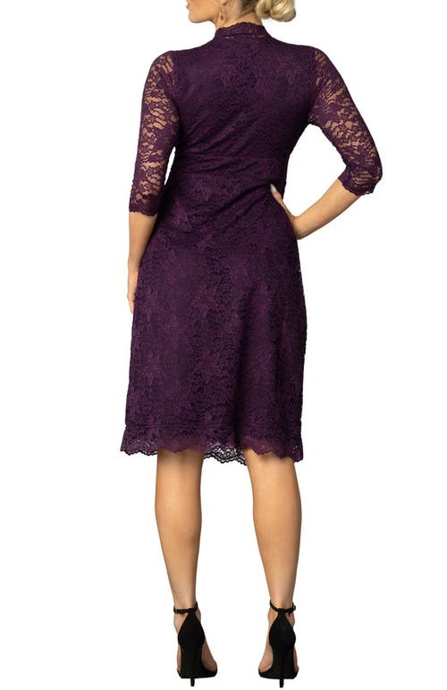 Kiyonna Scalloped Boudoir Lace Cocktail Dress In Imperial Plum