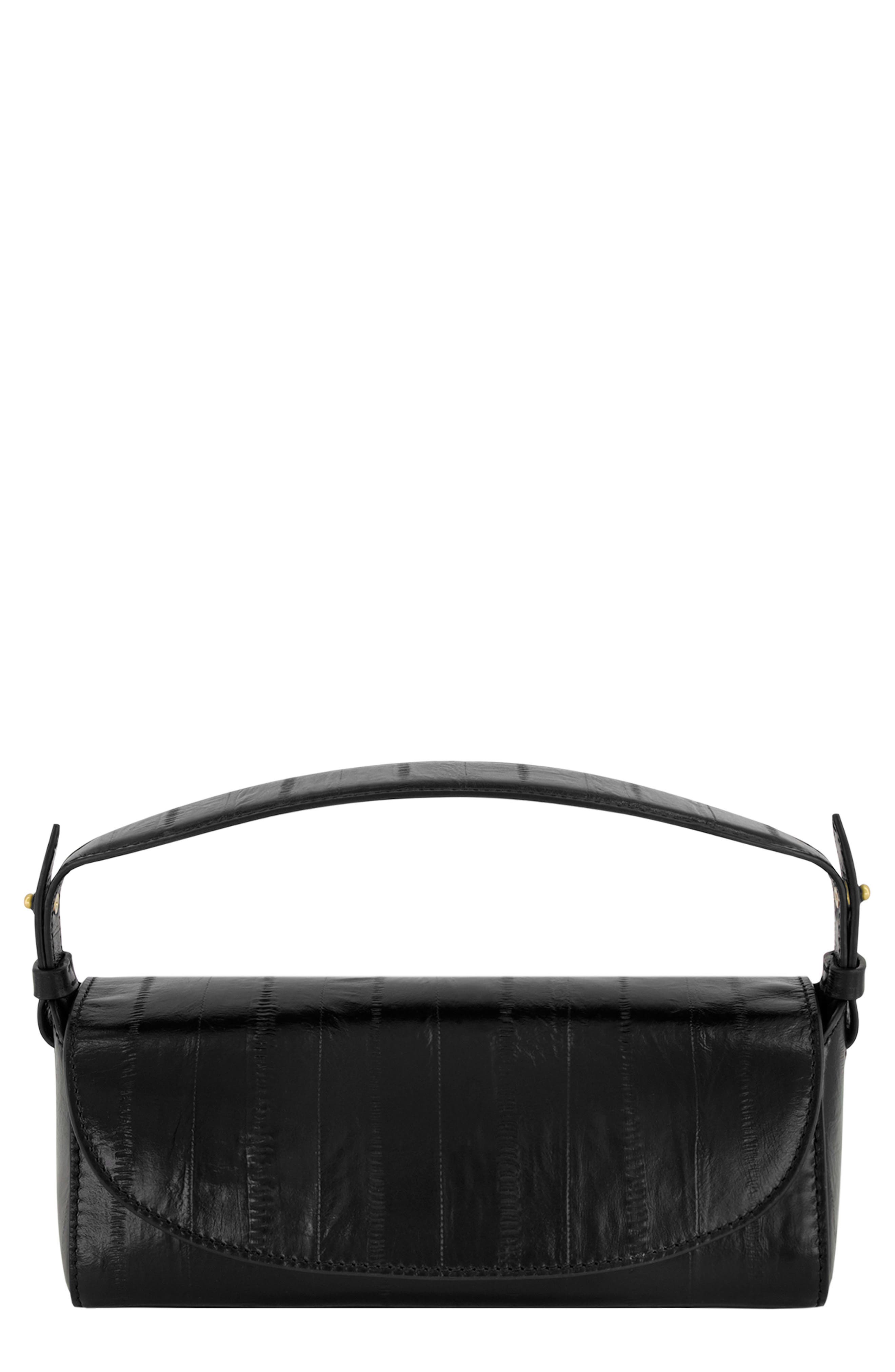 Vince Mini Sabrina Eel Embossed Leather Top Handle Bag, Main, color, Black