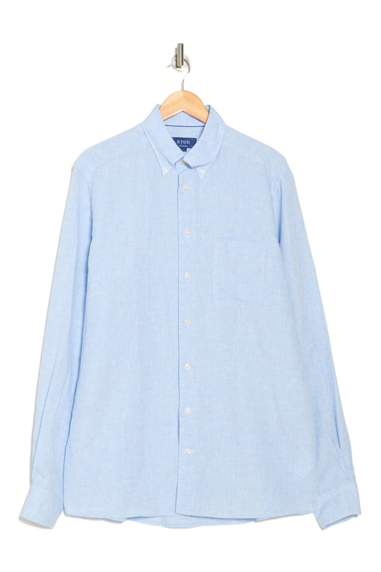 Contemporary Fit Linen Dress Shirt, Alternate, color, BLUE