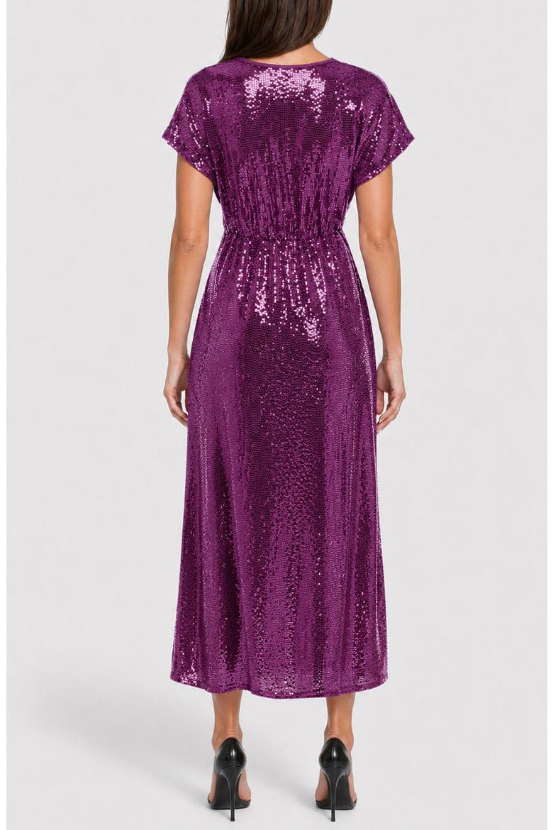 Disco Dot Maxi Dress, Alternate, color, BERRY