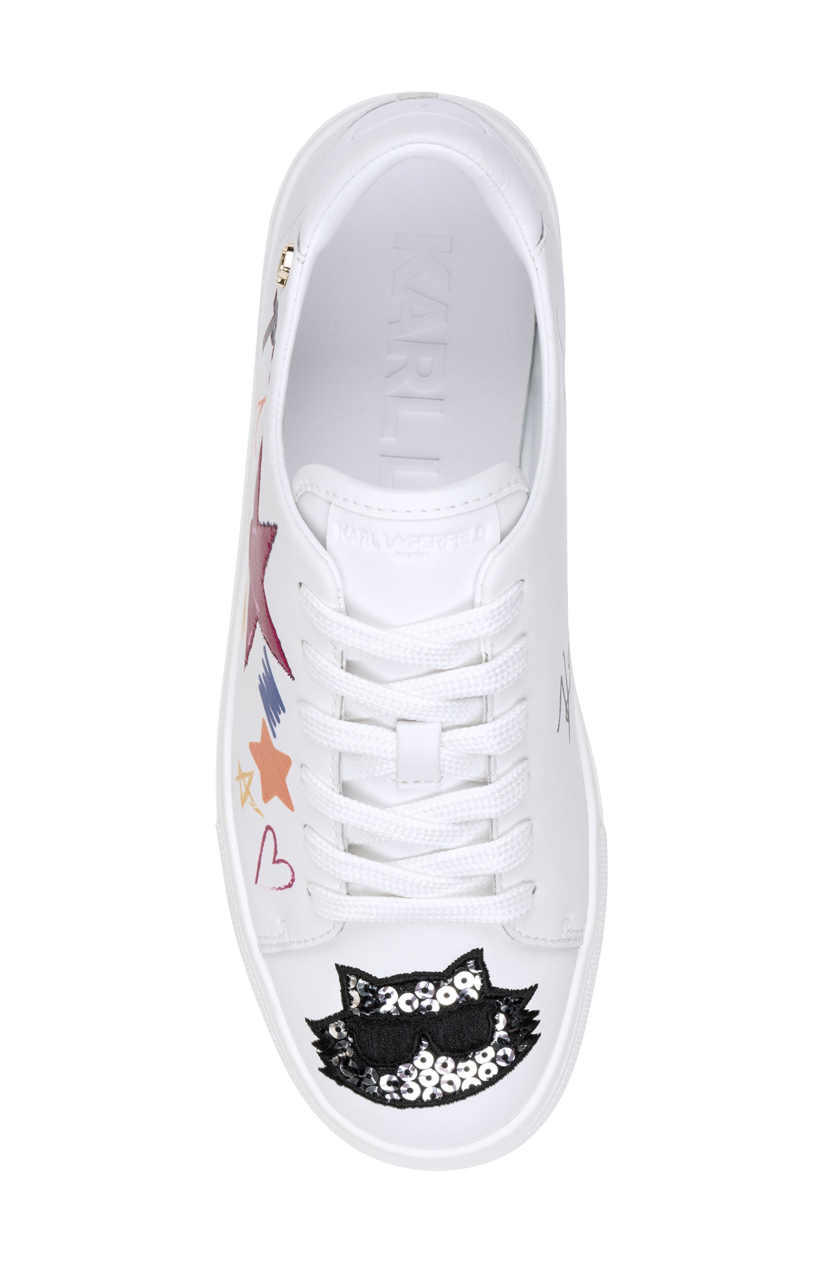 KARL LAGERFELD PARIS Cate Ikonic Sneaker, Alternate, color, Bright White