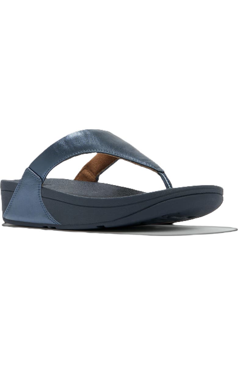 FitFlop Lulu Leather Toe Post Sandals, Main, color, Metallic Cosmic Blue