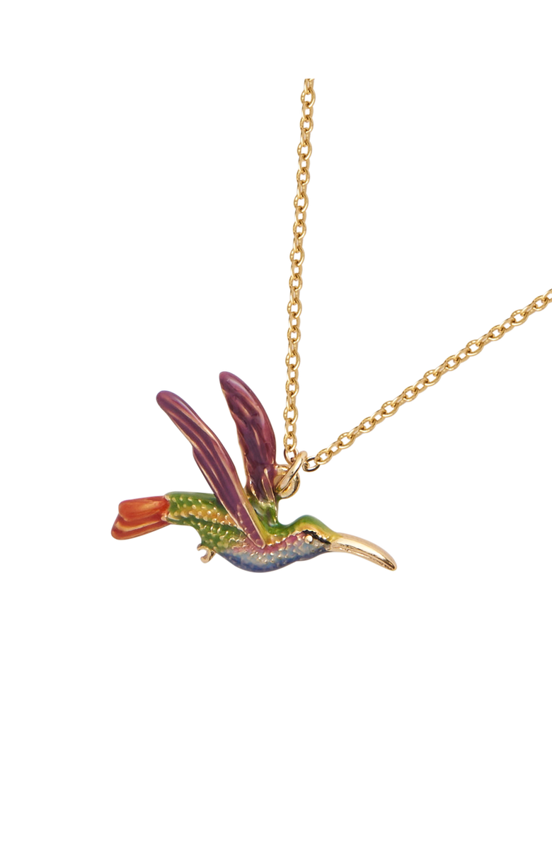 Fable England Hummingbird Pendant Necklace, Main, color, Multi & Gold
