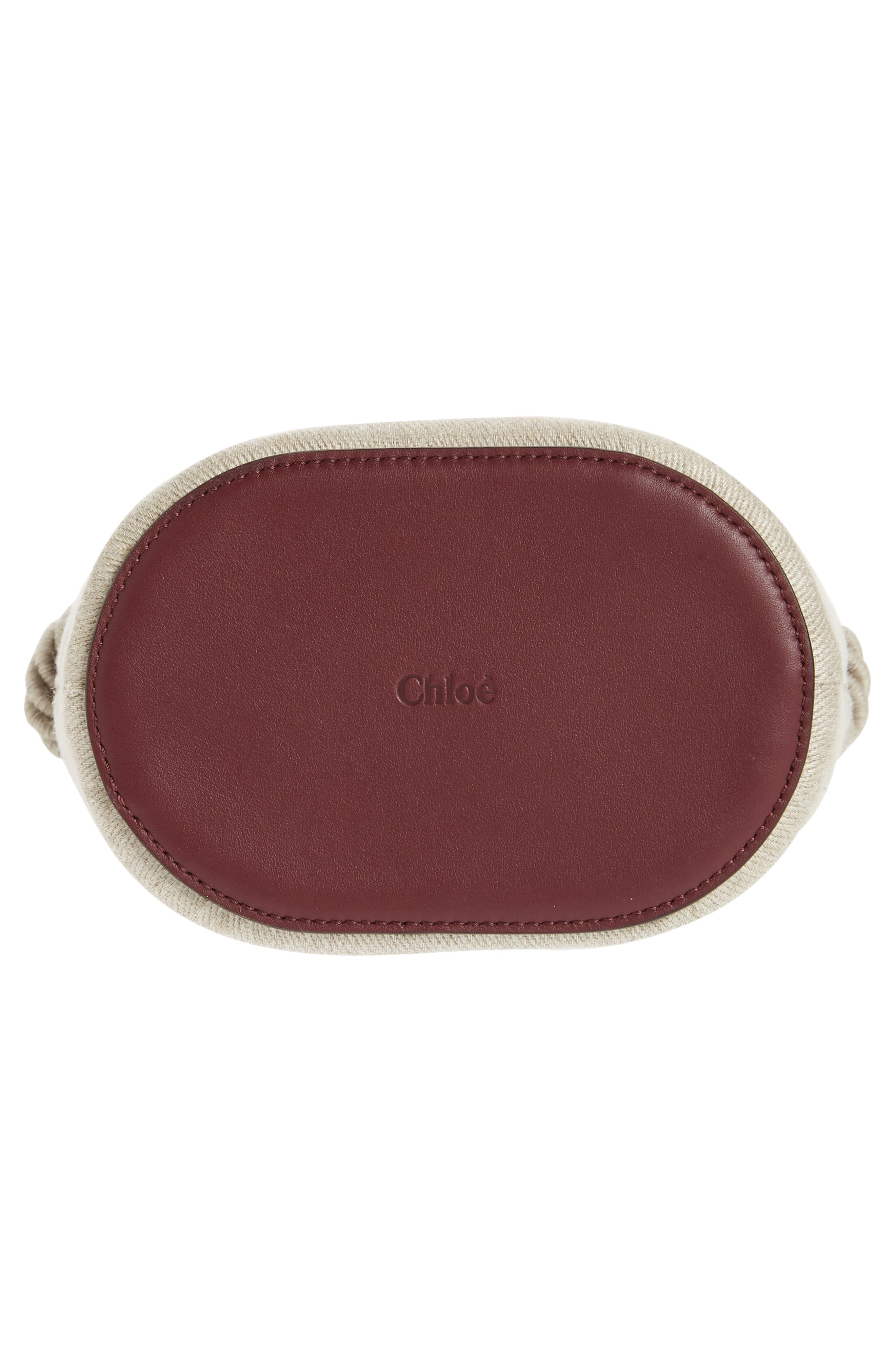 Chloé Key Small Linen & Leather Bucket Bag, Alternate, color, 