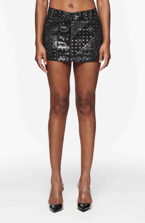 Gothic Flag Denim Miniskirt