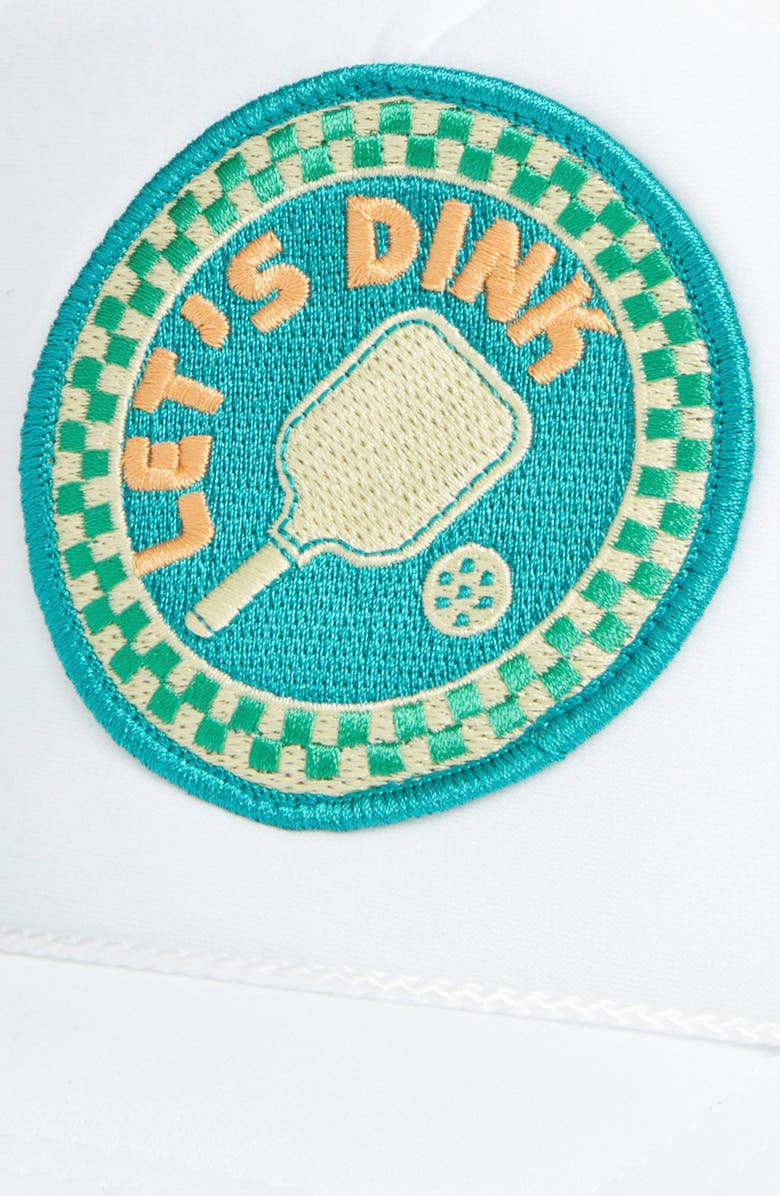 Friday Feelin’ Let's Dink Patch Trucker Hat, Alternate, color, White