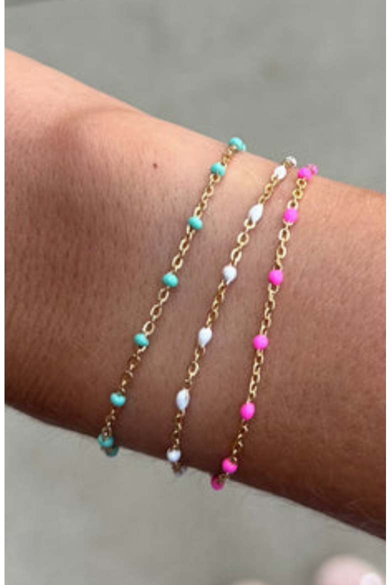 Colorful Daisy 14k Gold Filled Chain Bracelet Three Stack, Alternate, color, Gold