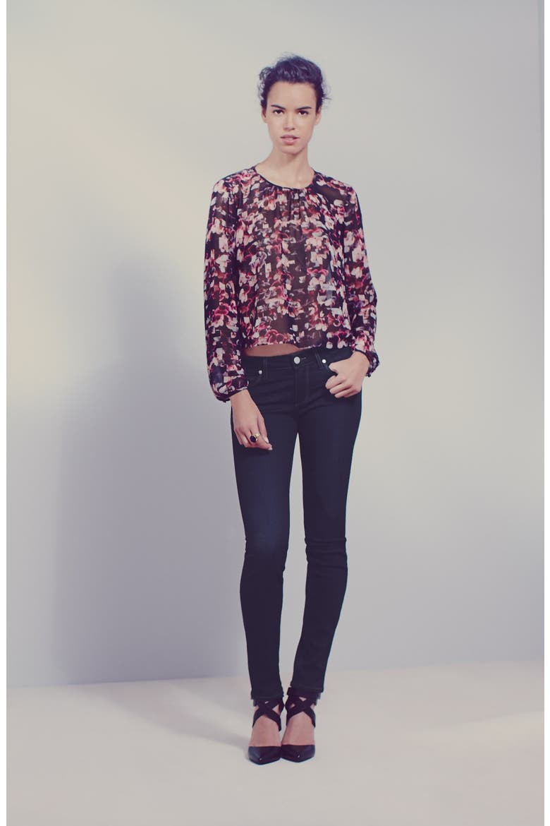 Long Sleeve Crop Top, Alternate, color, BLACK SPLICED FLORAL