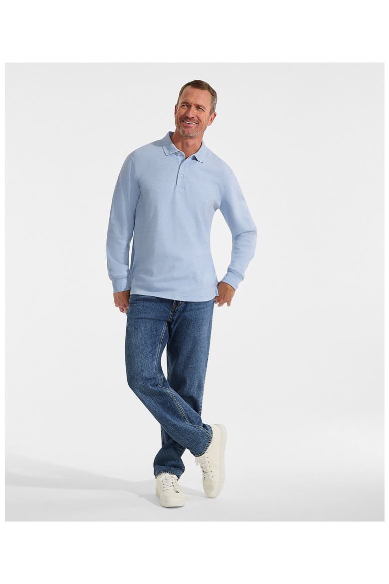 Long Sleeve Cotton Supima Polo Shirt, Alternate, color, Light Pool Blue Heather