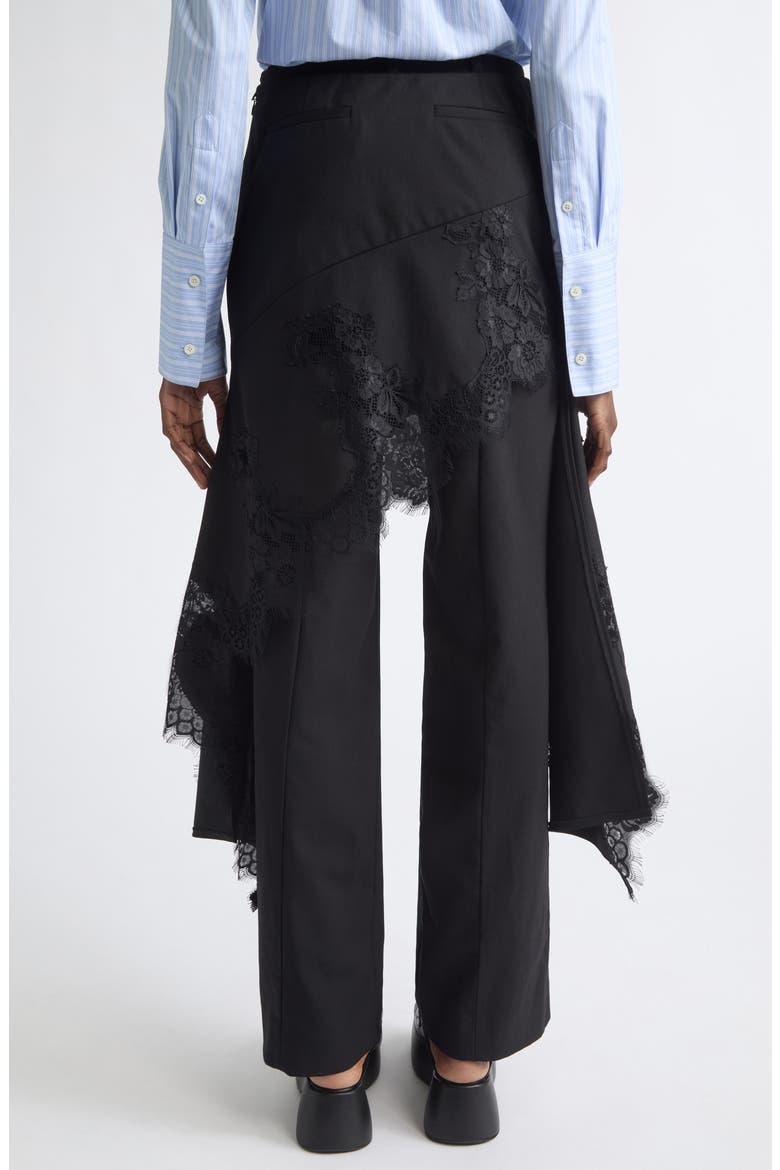 Lace Hem Deconstructed Tailored Pants, Alternate, color, BLACK