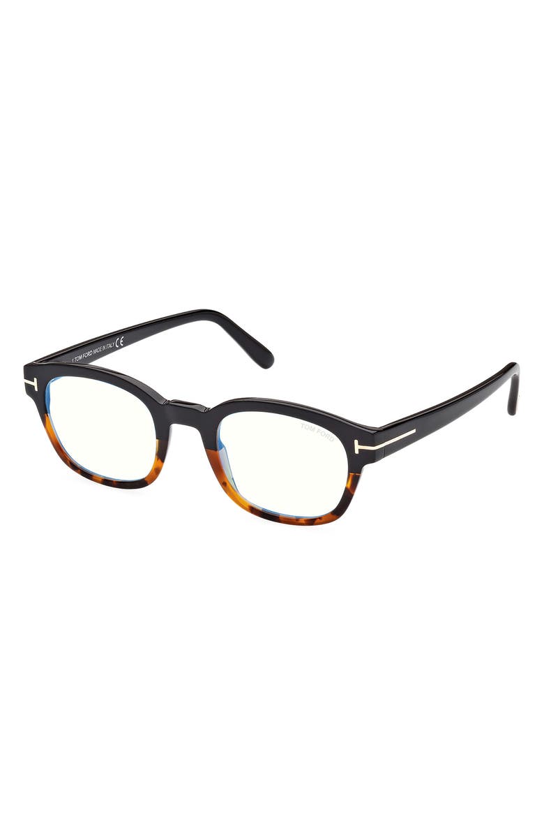 TOM FORD 49mm Square Blue Light Blocking Glasses, Alternate, color,