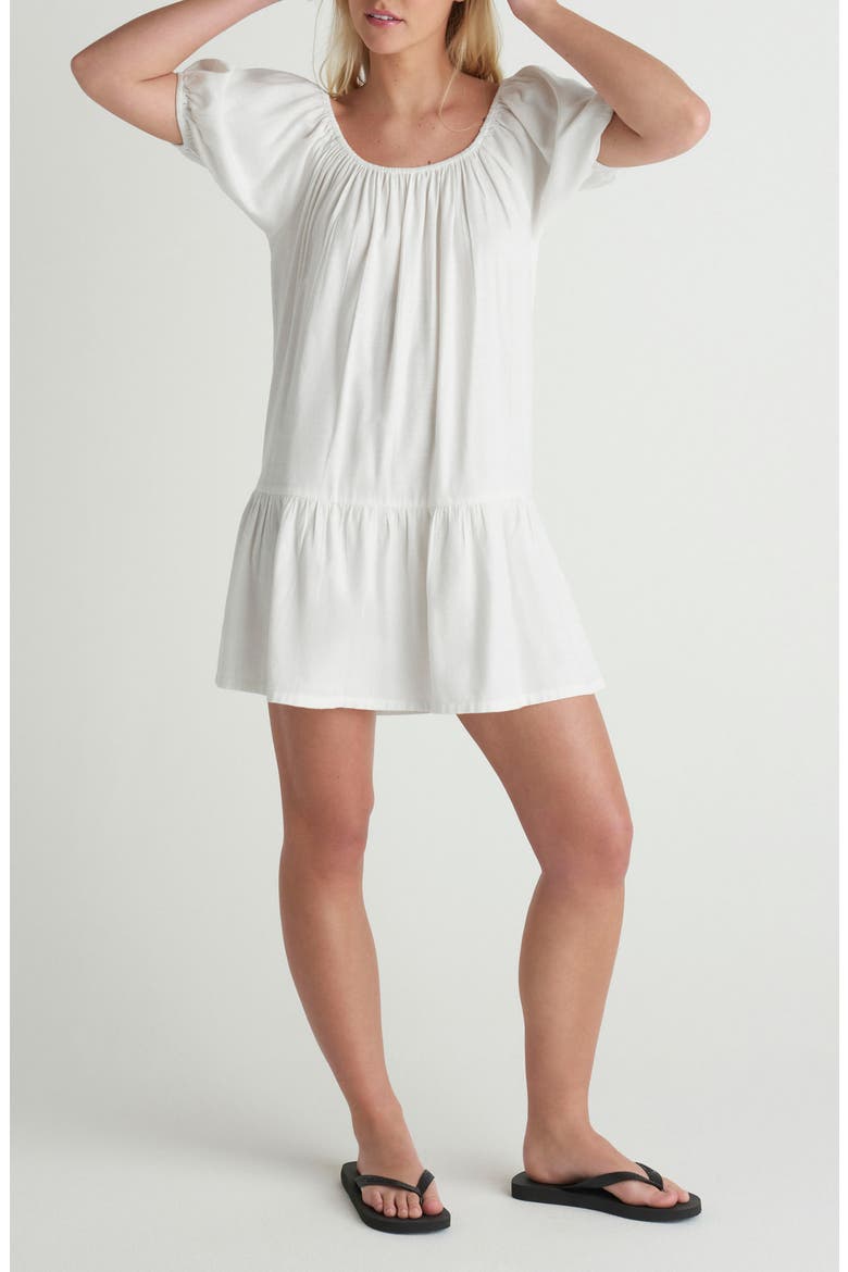 New Heights Cotton Blend Minidress, Main, color, OFF WHITE