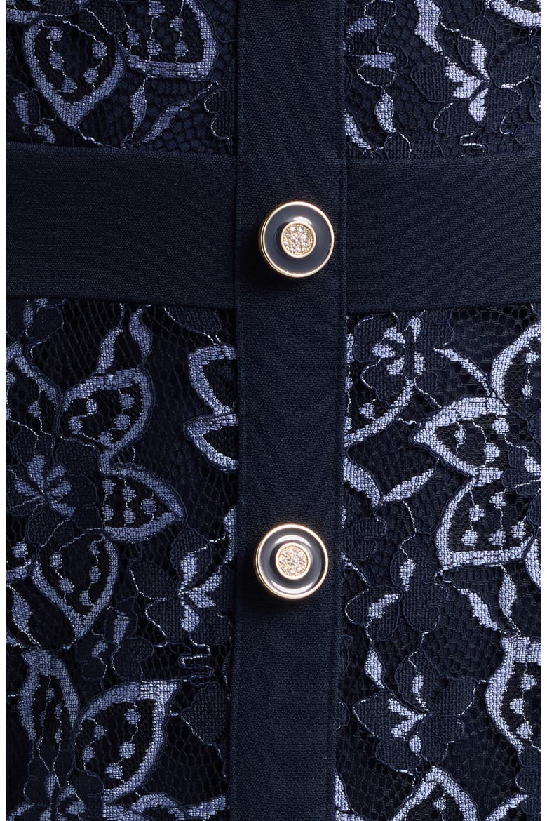Lace & Crepe Shirtdress, Alternate, color, NAVY