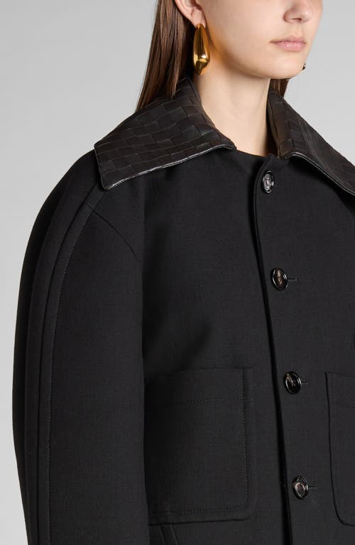Bottega Veneta Womens Black Intreccio Two-patch-pockets
