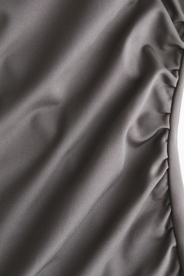 Draped One-shoulder Dress, Alternate, color, Gray