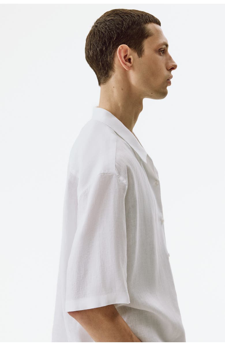 H&M Relaxed Fit Linen Resort Shirt, Alternate, color, White