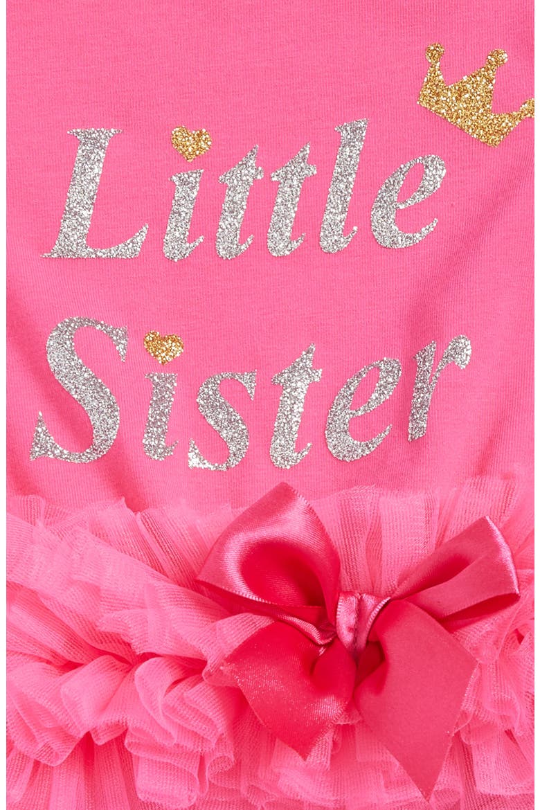 Little Sister Skirted Bodysuit, Alternate, color, HOT PINK