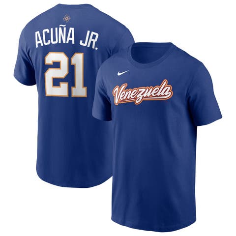 Men's Nike Ronald Acuna Jr. Rush Blue Venezuela Baseball 2026 World Baseball Classic Name & Number T-Shirt