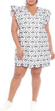 London Times Flutter Sleeve Eyelet Shift Dress