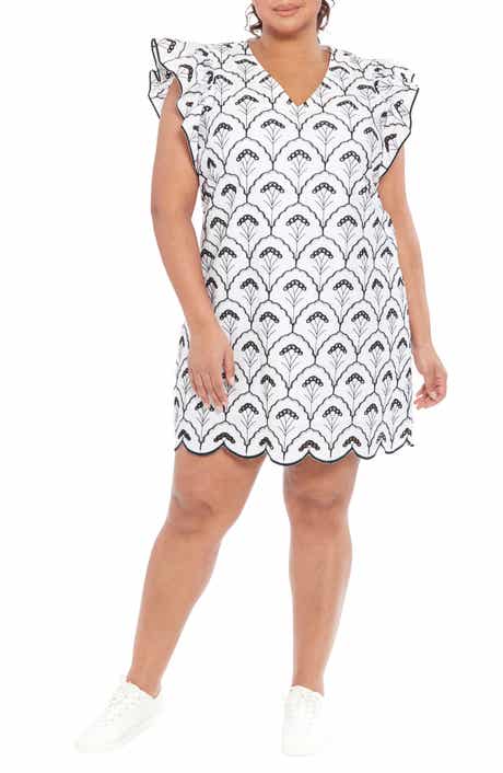 London Times Flutter Sleeve Eyelet Shift Dress