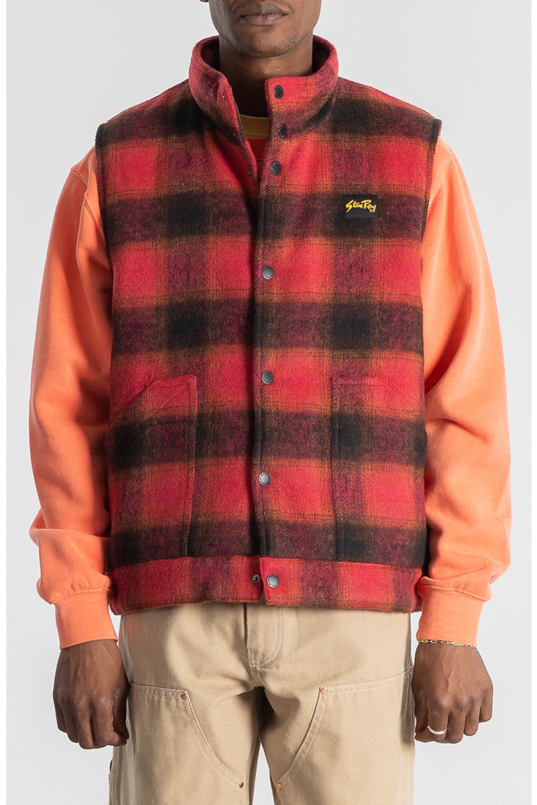 Plaid Cotton Flannel Vest, Main, color, RED