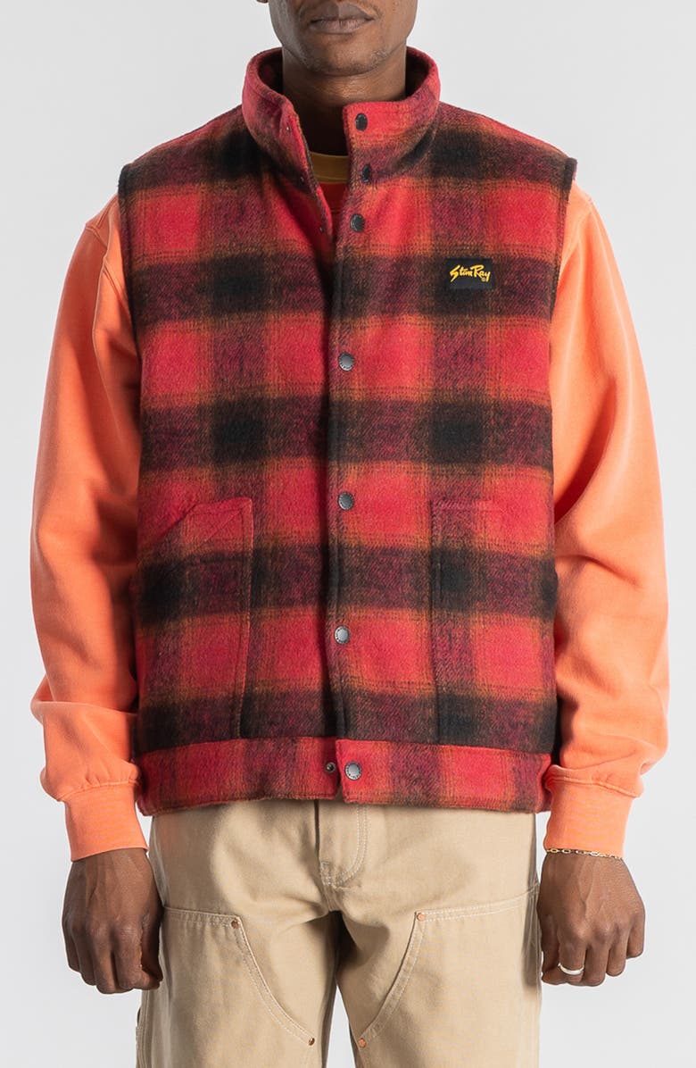 STAN RAY Plaid Cotton Flannel Vest, Main, color, Red