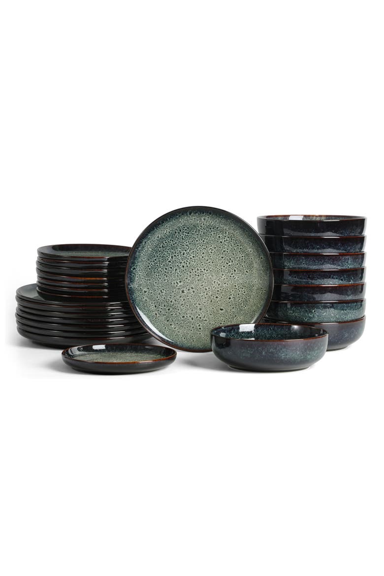 Remy Stoneware 24-Piece Dinnerware Set, Main, color, Blue